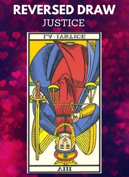 free tarot the justice card from the tarot de marseille reversed