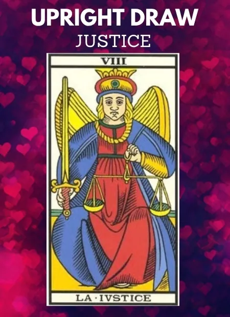 free tarot the justice card from the tarot de marseille upright