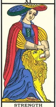 free tarot the strength card from the tarot de marseille