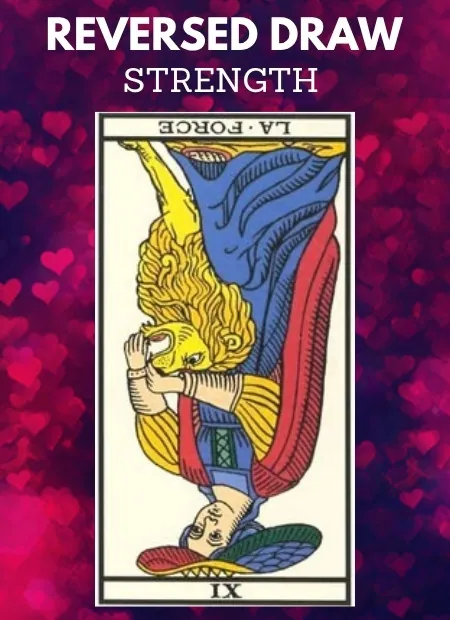 free tarot the strength card from the tarot de marseille reversed
