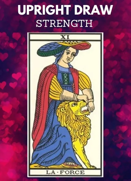 free tarot the strength card from the tarot de marseille upright