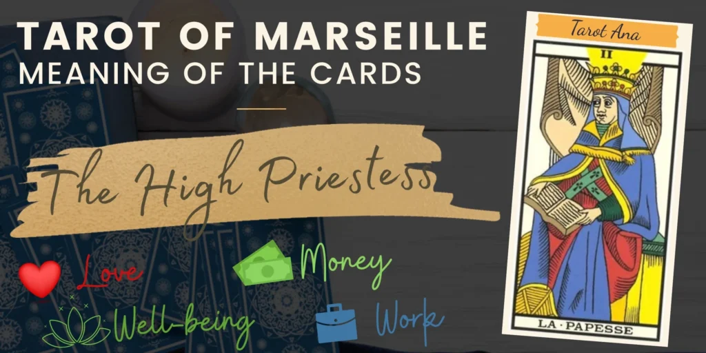 free tarot the high priestess card from the tarot de marseille rectangle