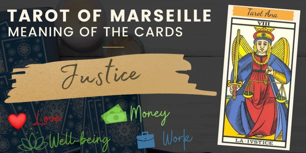 free tarot the justice card from the tarot de marseille rectangle
