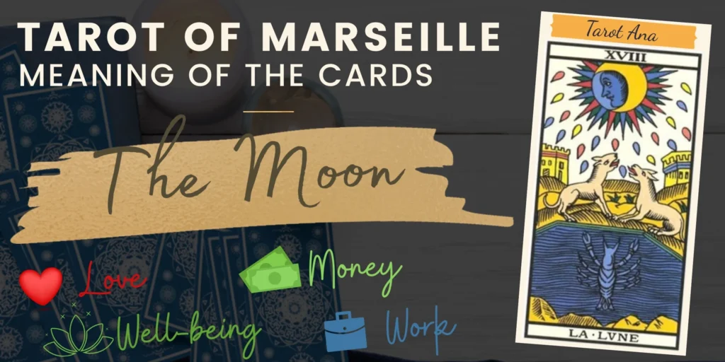 free tarot the moon card from the tarot de marseille rectangle