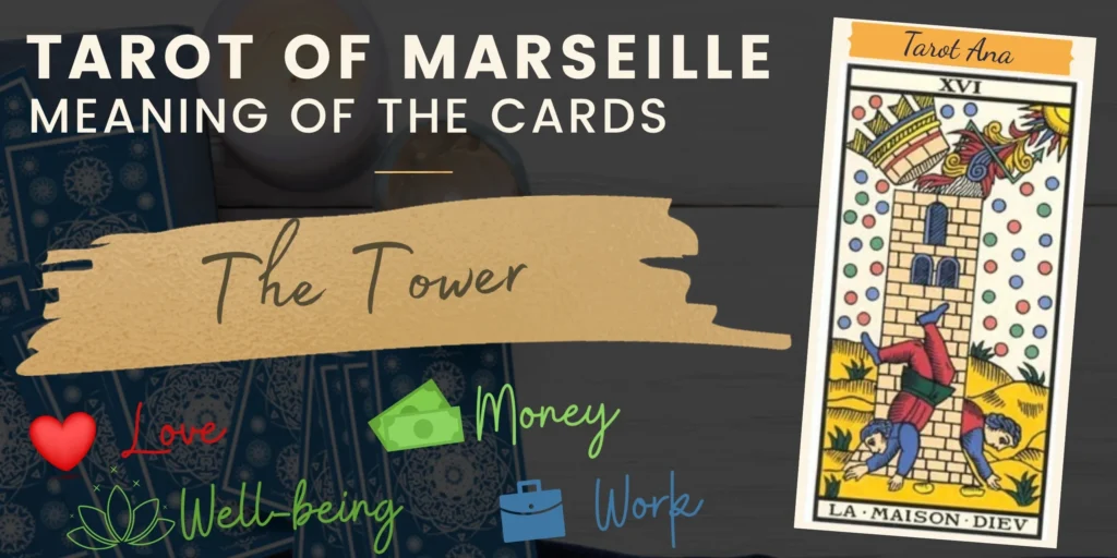 free tarot the tower card from the tarot de marseille rectangle