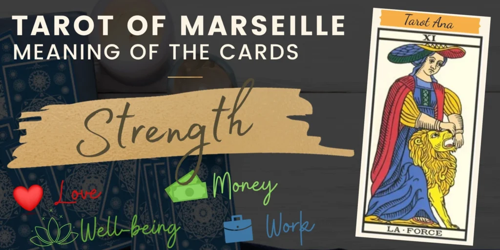free tarot the strength card from the tarot de marseille rectangle