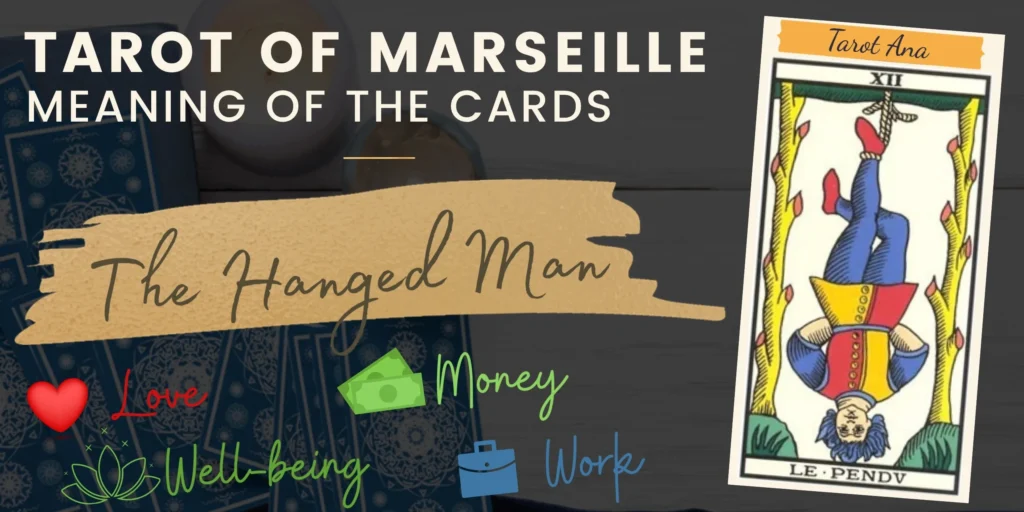free tarot the hanged man card from the tarot de marseille Rectangle