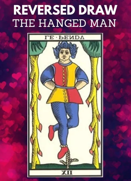 free tarot the hanged man card from the tarot de marseille reversed