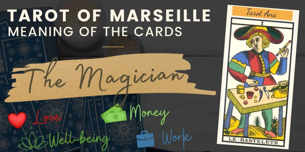 free tarot the magician card from the tarot de marseille rectangle