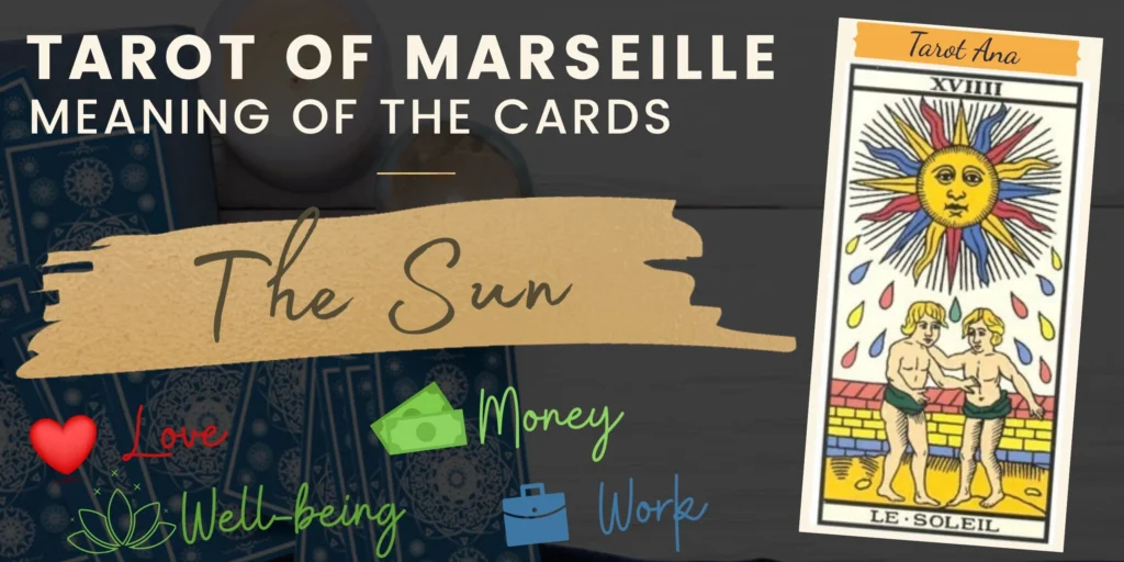 free tarot the sun card from the tarot de marseille rectangle