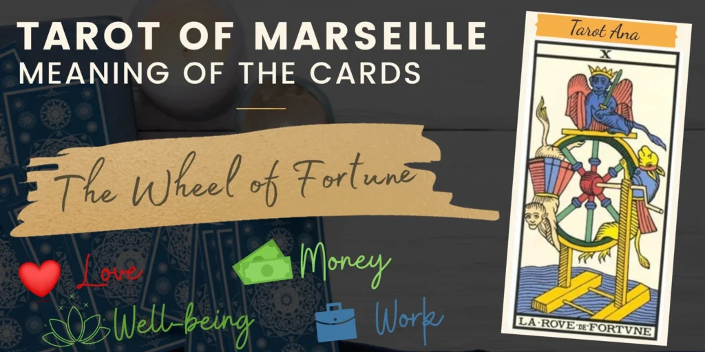 free tarot the wheel of fortune card from the tarot de marseille rectangle