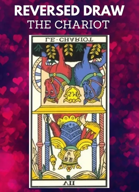 free tarot the chariot card from the tarot de marseille REVERSED