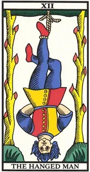 free tarot the hanged man card from the tarot de marseille