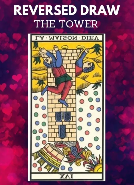 free tarot the tower card from the tarot de marseille reversed
