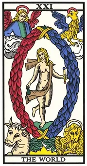 free tarot the world card from the tarot de marseille